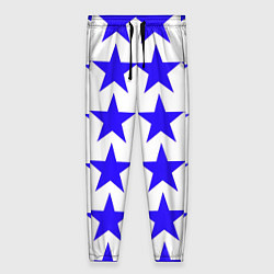 Брюки женские Синие звёзды на белом фоне, цвет: 3D-принт