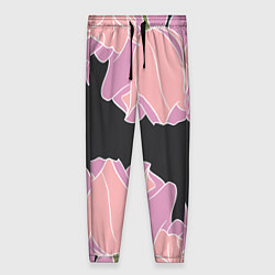 Женские брюки Розовые цветы-кристаллы