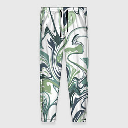 Женские брюки Зеленый мрамор Абстрактный узор с прожилками и раз
