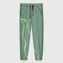 Женские брюки Абстрактные зеленые линии на фоне цвета хаки