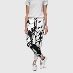 Брюки женские Чёрные кляксы на белом фоне - минимализм, цвет: 3D-принт — фото 2