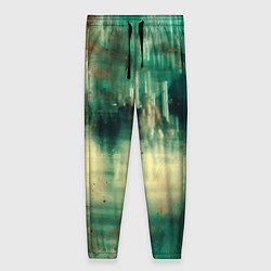 Брюки женские Абстрактные зелёные краски и силуэты людей, цвет: 3D-принт