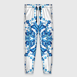 Женские брюки Гжель синие цветы