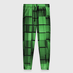 Женские брюки Киберпанк броня - Зелёный металлические кубы