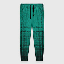 Женские брюки Мозаичный узор в черно -зеленых тонах