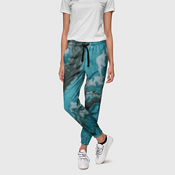 Брюки женские Тёмно-синие разливающиеся краски, цвет: 3D-принт — фото 2