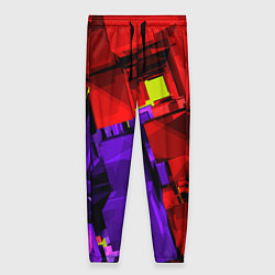 Брюки женские Множество геометрических красных, фиолетовых и жёл, цвет: 3D-принт