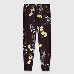Брюки женские Акварельный паттерн на темном фоне, цвет: 3D-принт