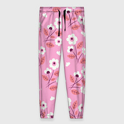 Женские брюки Flowers on pink