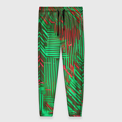 Женские брюки Киберпанк линии красные и зелёные