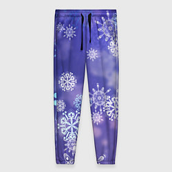 Женские брюки Крупные снежинки на фиолетовом