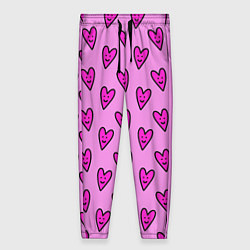 Женские брюки Розовые сердечки каракули