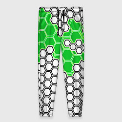 Брюки женские Зелёная энерго-броня из шестиугольников, цвет: 3D-принт