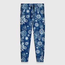 Женские брюки Snowflakes on a blue background