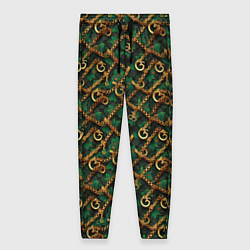 Женские брюки Золотая цепочка на зеленой ткани