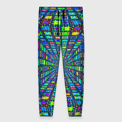Женские брюки Абстрактный узор коридор из разноцветных квадратов