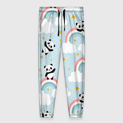 Женские брюки Панда на радуге
