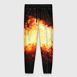 Брюки женские Огненное пламя на черном фоне, цвет: 3D-принт