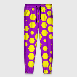 Женские брюки Желтые соты на фиолетовом фоне
