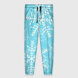 Женские брюки Снежинки на голубом фоне
