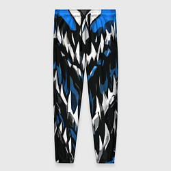 Брюки женские Абстрактные бело-синие шипы, цвет: 3D-принт