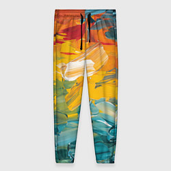 Брюки женские Хаотичный цветные мазки краски, цвет: 3D-принт
