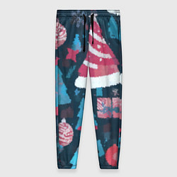 Брюки женские Плюшевая новогодняя абстракция, цвет: 3D-принт