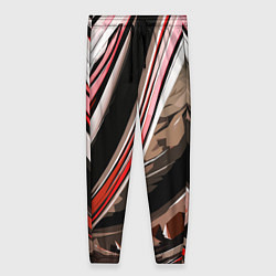 Женские брюки Волнистая чёрно-красная абстракция