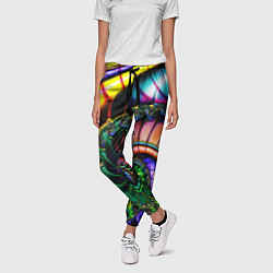 Брюки женские Фрактальный узор неоновый, цвет: 3D-принт — фото 2