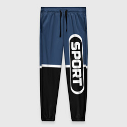 Брюки женские Sport сине-чёрный с полосой, цвет: 3D-принт