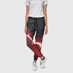 Брюки женские Красная молния на черной текстуре, цвет: 3D-принт — фото 2