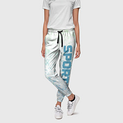 Брюки женские Sport бело-голубой, цвет: 3D-принт — фото 2