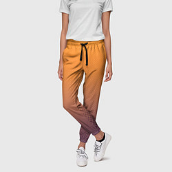 Брюки женские Градиент оранжевый в фиолетовый мелкий ромбик, цвет: 3D-принт — фото 2