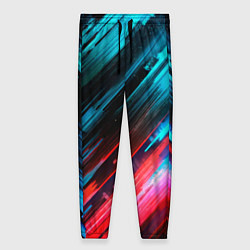 Брюки женские Синяя и красная краска на черном, цвет: 3D-принт