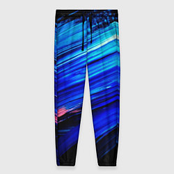 Брюки женские Синии кисти краски на черном, цвет: 3D-принт