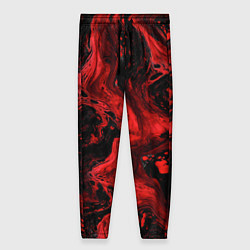 Брюки женские Красно-черные разводы краски - абстрактный узор, цвет: 3D-принт