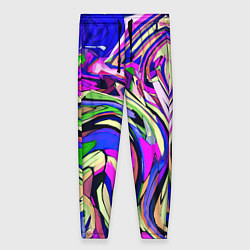 Брюки женские Абстракция пластика синий, цвет: 3D-принт