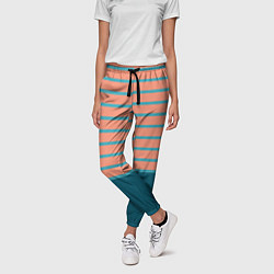 Брюки женские Полосатый мандариновый морской рассвет, цвет: 3D-принт — фото 2