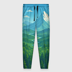 Брюки женские Горный пейзаж - пиксель арт, цвет: 3D-принт