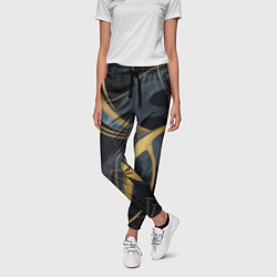 Брюки женские Мраморный узор с золотыми полосками, цвет: 3D-принт — фото 2