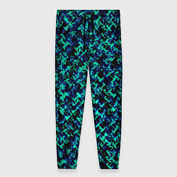Брюки женские Сине-зелёный абстрактный паттерн, цвет: 3D-принт