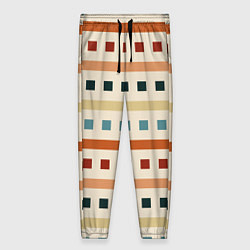 Брюки женские Пиксели и полосы орнамент осенний рябиновый, цвет: 3D-принт
