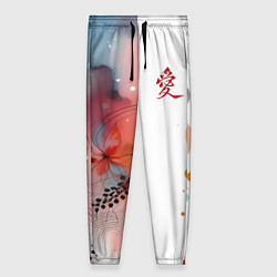 Брюки женские Иероглиф любовь - абстрактный паттерн, цвет: 3D-принт