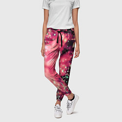 Брюки женские Магические цветы тёмно-розовый, цвет: 3D-принт — фото 2