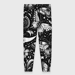 Женские брюки Паттерн из бабочек цветов и луны - нейроарт