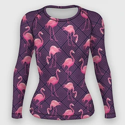 Рашгард женский Фиолетовые фламинго, цвет: 3D-принт