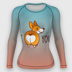 Рашгард женский I love you смешной корги, цвет: 3D-принт