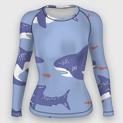 Рашгард женский Акулий косяк, цвет: 3D-принт