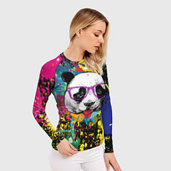 Рашгард женский Панда хипстер в брызгах краски, цвет: 3D-принт — фото 2