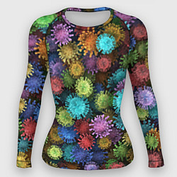 Рашгард женский Разноцветные вирусы, цвет: 3D-принт